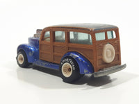 1985 Hot Wheels Real Riders Hi-Rakers '40's Woodie Blue with Brown Wood Panel Die Cast Toy Car Vehicle