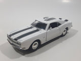 Sunnyside Superior 1967 Camaro Russound White 1/34 Scale Pullback Motorized Friction Die Cast Toy Car Vehicle with Opening Doors and Hood