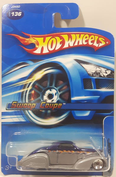 2006 Hot Wheels Open Stock Swoop Coupe Metallic Silver and Purple Die Cast Toy Low Rider Hot Rod Car Vehicle New in Package