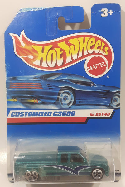 1998 Hot Wheels First Editions Customized C3500 Metallic Aqua Die Cast Toy Car Vehicle New in Package