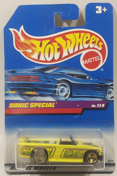 1998 Hot Wheels Low 'N Cool Sonic Special Bright Yellow Die Cast Toy Car Vehicle New in Package