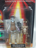 1999 Hasbro Star Wars Episode 1 Collection 3  CommTech 3 1/2" Tall Ody Mandrell with 3" Tall Otoga 222 Pit Droid Toy Action Figures and Chip New in Package