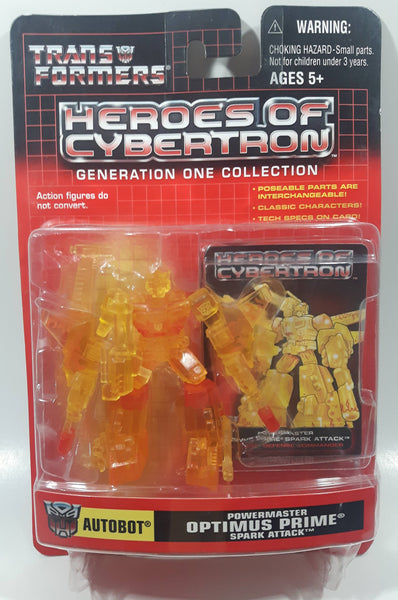 2001 Hasbro Transformers Autobot Heroes Of Cybertron Generation One Collection Powermaster Optimus Prime Spark Attack  3" Tall Toy Action Figure and Card New in Package