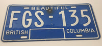 1980s Beautiful British Columbia Blue with White Letters Vehicle License Plate FGS 135