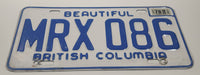 1978 Beautiful British Columbia White with Blue Letters Vehicle License Plate MRX 086