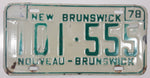 1978 New Brunswick Nouveau-Brunswick White with Green Letters Vehicle License Plate 101 555