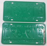 Set of Matching 1965 Saskatchewan Diamond Jubilee Green with White Letters Commercial Vehicle License Plate 19 690