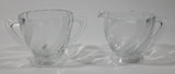 Vintage Clear and Alternating Textured Glass Creamer and Sugar Bowl 3 1/4" Tall