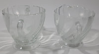 Vintage Clear and Alternating Textured Glass Creamer and Sugar Bowl 3 1/4" Tall