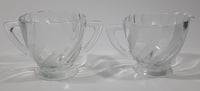 Vintage Clear and Alternating Textured Glass Creamer and Sugar Bowl 3 1/4" Tall