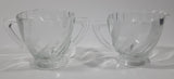 Vintage Clear and Alternating Textured Glass Creamer and Sugar Bowl 3 1/4" Tall