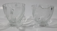 Vintage Clear and Alternating Textured Glass Creamer and Sugar Bowl 3 1/4" Tall