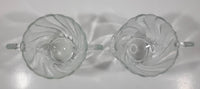 Vintage Clear and Alternating Textured Glass Creamer and Sugar Bowl 3 1/4" Tall