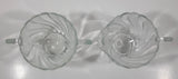 Vintage Clear and Alternating Textured Glass Creamer and Sugar Bowl 3 1/4" Tall