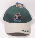 Dutch Harbor Gear Alaska Wolf Themed Green with Grey Brim Snap Back Adjustable Size Baseball Cap Hat New with Tags