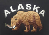 Dutch Harbor Gear Alaska Grizzly Bear Eating Salmon Black Snap Back Adjustable Size Baseball Cap Hat New with Tags