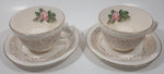 Vintage Georgian China Tudor Rose Pink Flower Cream Gold Trim Fine China Tea Cup and Saucer Set