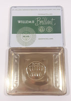 Vintage Willem II Brilliant 10 Panatellas Cigars Brasil Green and Beige Hinged Tin Metal Cigarillo Holder Case