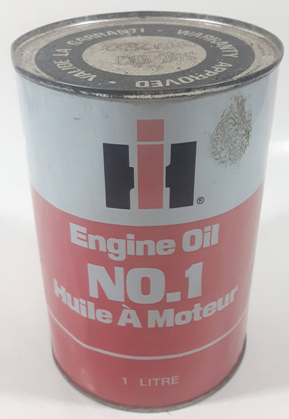 Vintage IH International Harvester Engine Oil No. 1 Tractor 1 Litre SAE 10W Motor Oil Metal Can FULL Still Sealed Never Opened