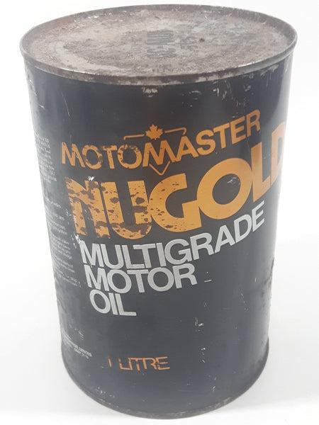 Vintage 1970s Canadian Tire Motomaster Nugold Multigrade Motorl Oil 1 Litre Cardboard Can FULL Still Sealed Never Opened