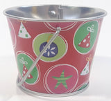 Christmas Themed Metal Miniature Bucket Pail Small 2 1/2" Tall