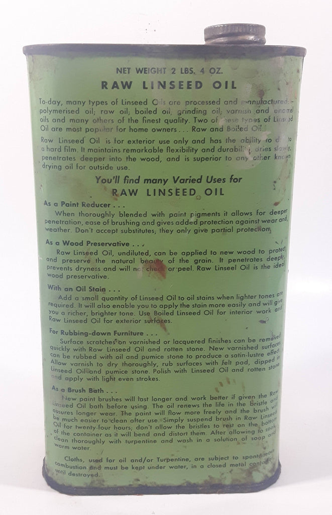 Vintage Winnipeg Linseed Oil Mills Pure Raw Linseed Oil 