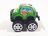 Unknown Brand Green Taxi Cab Pull Back Plastic Toy Car Vehicle