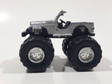 Soma Jeep Super Off Road 4x4 Silver Die Cast Toy Car Vehicle Bent Windshield