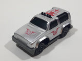 Unknown Brand #06 Flames Silver Plastic Die Cast Toy Car Vehicle