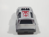 Unknown Brand #06 Flames Silver Plastic Die Cast Toy Car Vehicle