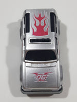 Unknown Brand #06 Flames Silver Plastic Die Cast Toy Car Vehicle