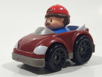 2018 Mattel Fisher Price Little People Red Cap Mustache Man in Dark Red Burgundy Plastic Toy Car Vehicle