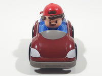 2018 Mattel Fisher Price Little People Red Cap Mustache Man in Dark Red Burgundy Plastic Toy Car Vehicle