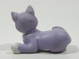 Rare Very Hard To Find 1991 Hasbro Inc Kitty Surprise Funtime Babies Light Purple and White Cat 3 1/2" Long Plastic Toy Figure with Magnetic Paw