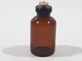Vintage Miniature Micro Sized Brown Amber Glass Cork Top Bottle 1 5/8" Tall
