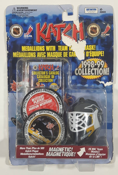 1998-99 Collection Irwin Toys NHL Ice Hockey Katch Medallions with Team Goalie Mask Pittsburgh Penguins New in Package