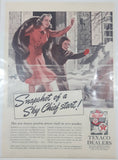 Vintage 1940 Texaco Dealers "Snapshot of a Sky Chief start!" Winter 10 1/8" x 13 1/2" Paper Advertisement