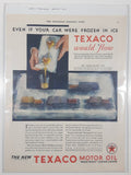 Vintage 1931 Texaco Motor Oil "Crack-Proof" Longer Lasting "Even If Your Car Were Frozen In Ice Texaco Would Flow" 10 1/2" x 13 7/8" Paper Advertisement