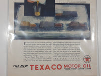 Vintage 1931 Texaco Motor Oil "Crack-Proof" Longer Lasting "Even If Your Car Were Frozen In Ice Texaco Would Flow" 10 1/2" x 13 7/8" Paper Advertisement