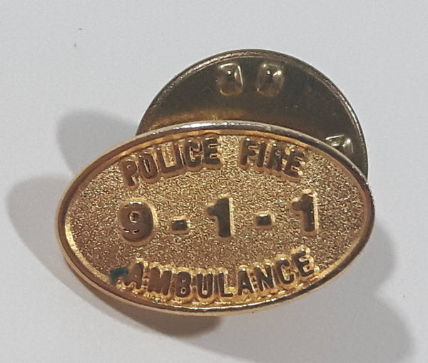 9-1-1 Police Fire Ambulance Gold Tone Metal Pin