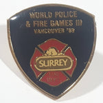 World Police & Fire Games III Vancouver 1989 Surrey Fire Dept. Enamel Metal Pin