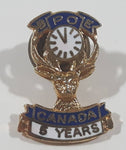 BPOE Benevolent and Protective Order of Elks Canada Club Fraternity Clock and Elk Themed 5 Years Tiny 5/8" x 3/4" Enamel Metal Lapel Screw Back Pin
