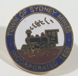 Town Of Sydney Mines Incorporated 1989 Train Locomotive Themed Round Enamel Metal Lapel Pin