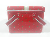 Christmas Present Gift Themed Red Tin Metal Container with Handles