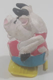 White and Black Bull Cow Wind Up Rubber Toy 2 1/4" Tall