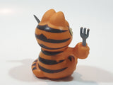 Vintage 1978 1981 United Features Syndicate Garfield Ready To Eat Holding Fork and Knife 2 1/4" Tall PVC Toy Figure Made in Hong Kong