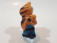 Vintage 1978 1981 United Features Syndicate Garfield Roller Skating 2 1/4" Tall PVC Toy Figure Made in Hong Kong