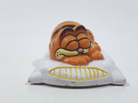 Vintage 1978 1981 United Features Syndicate Garfield Laying Sleeping On A White Pillow 2 1/2" Long PVC Toy Figure Made in Hong Kong