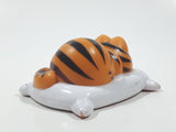 Vintage 1978 1981 United Features Syndicate Garfield Laying Sleeping On A White Pillow 2 1/2" Long PVC Toy Figure Made in Hong Kong