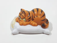 Vintage 1978 1981 United Features Syndicate Garfield Laying Sleeping On A White Pillow 2 1/2" Long PVC Toy Figure Made in Hong Kong